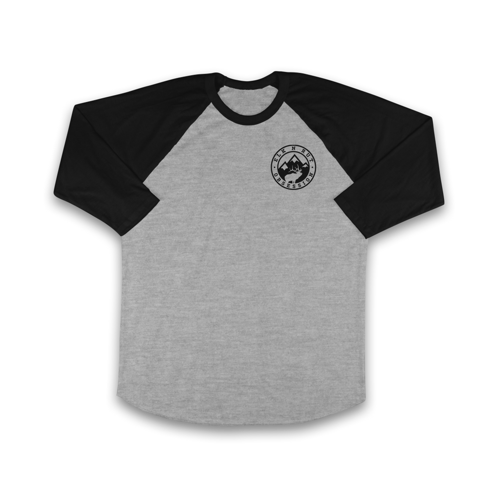 Scoutin' Grey & Black Baseball T-Shirt  Front | Elk N Rut Apparel | Elk In Rut