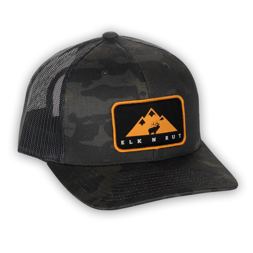 The Glassin' Elk Hat Orange - Black Multicam Snapback