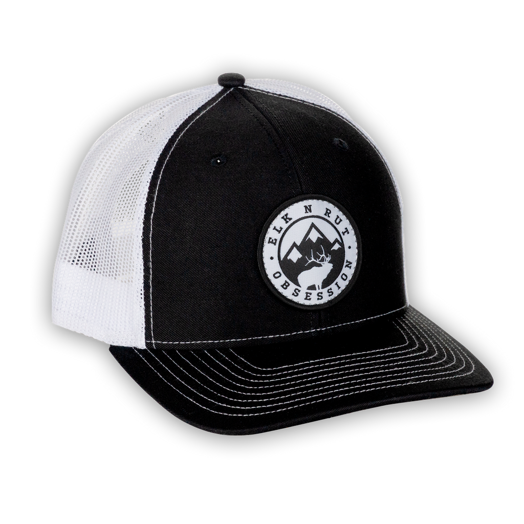 The Scoutin' Elk Hat White- White and Black Snapback
