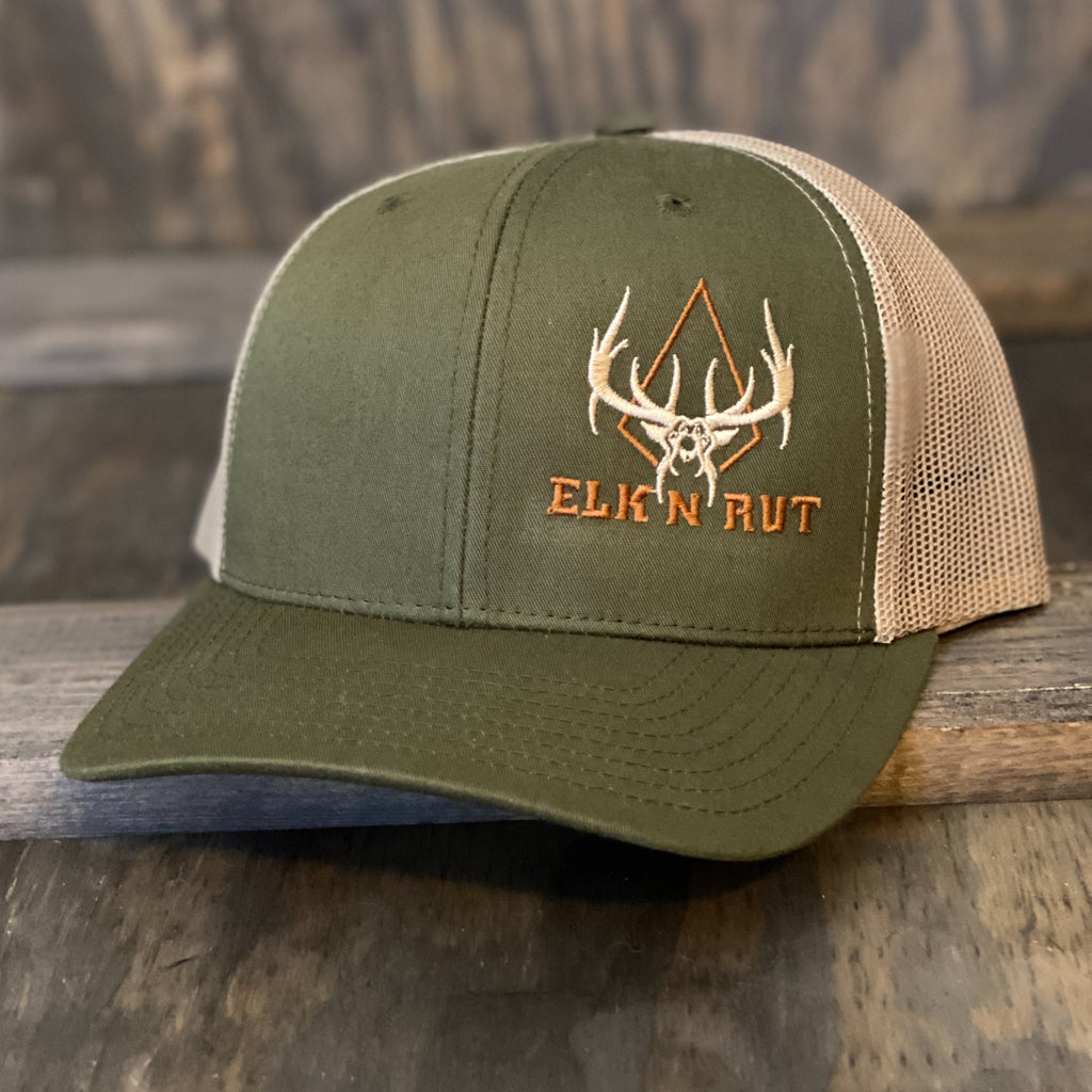 Screaming Bull Elk Hat - Khaki/Moss SnapBack